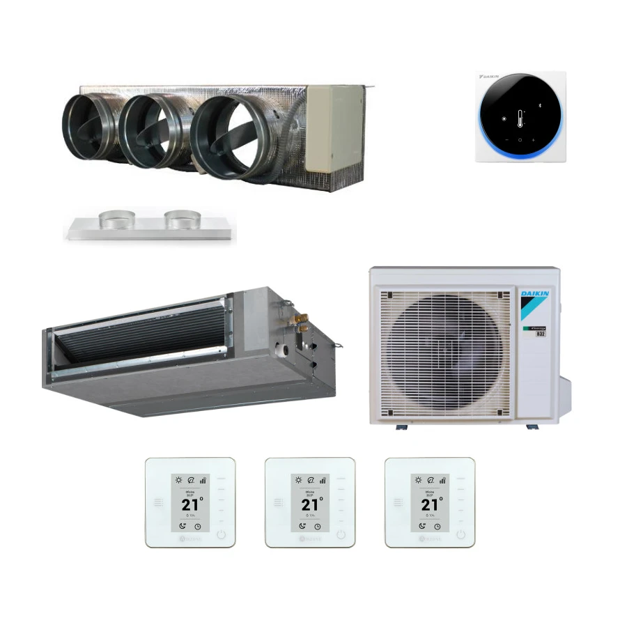 Pack gainable Daikin 3.5kw pour 45m² Airzone 3 sorties
