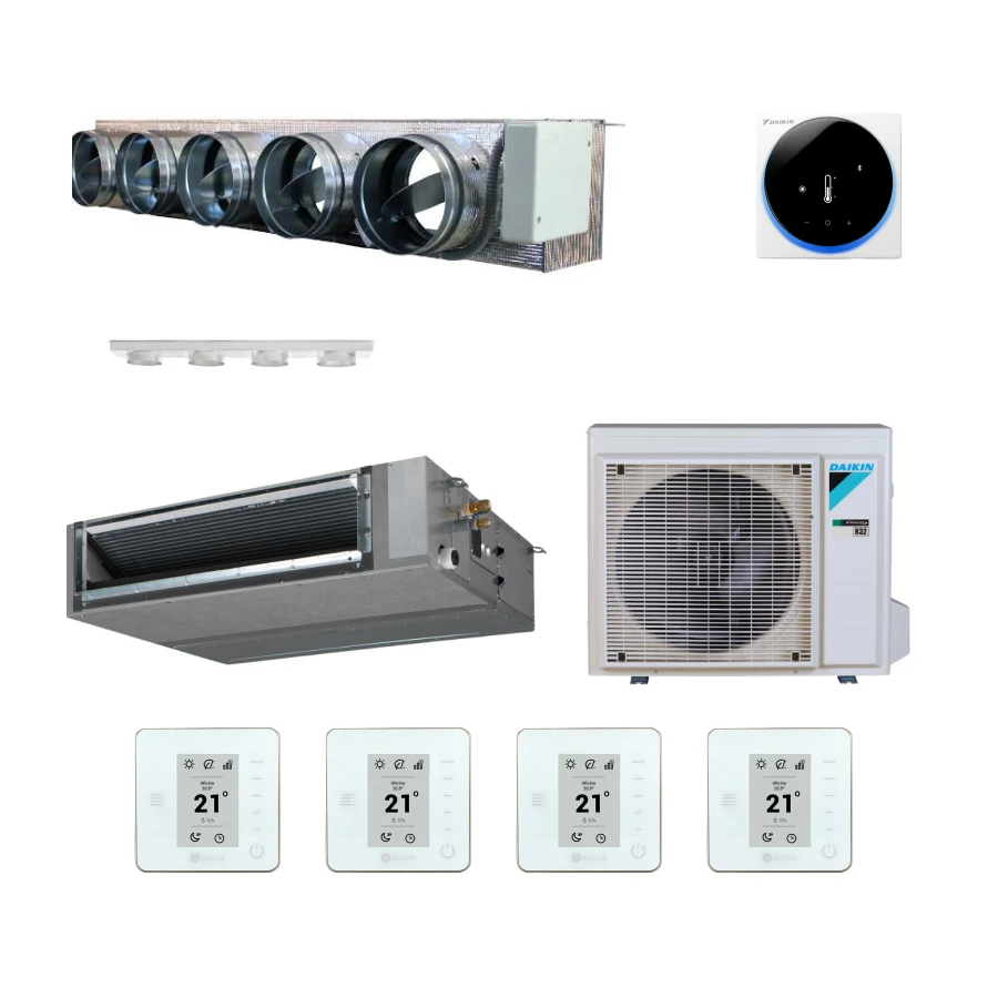 Pack gainable Daikin 13kw pour 140m² Airzone 5 sorties