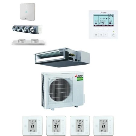 Pack gainable Mitsubishi Electric 5kw pour 60m² Airzone 4 sorties