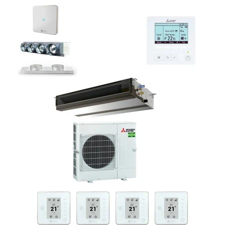 Pack gainable Mitsubishi Electric 7kw pour 80m² Airzone 4 sorties