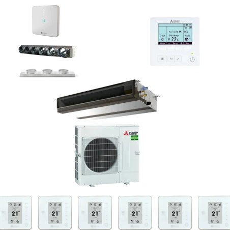 Pack gainable Mitsubishi Electric 7kw pour 80m² Airzone 6 sorties