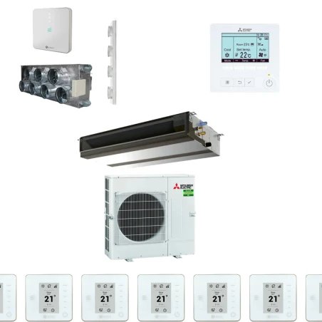Pack gainable Mitsubishi Electric 10kw pour 100m² Airzone 7 sorties