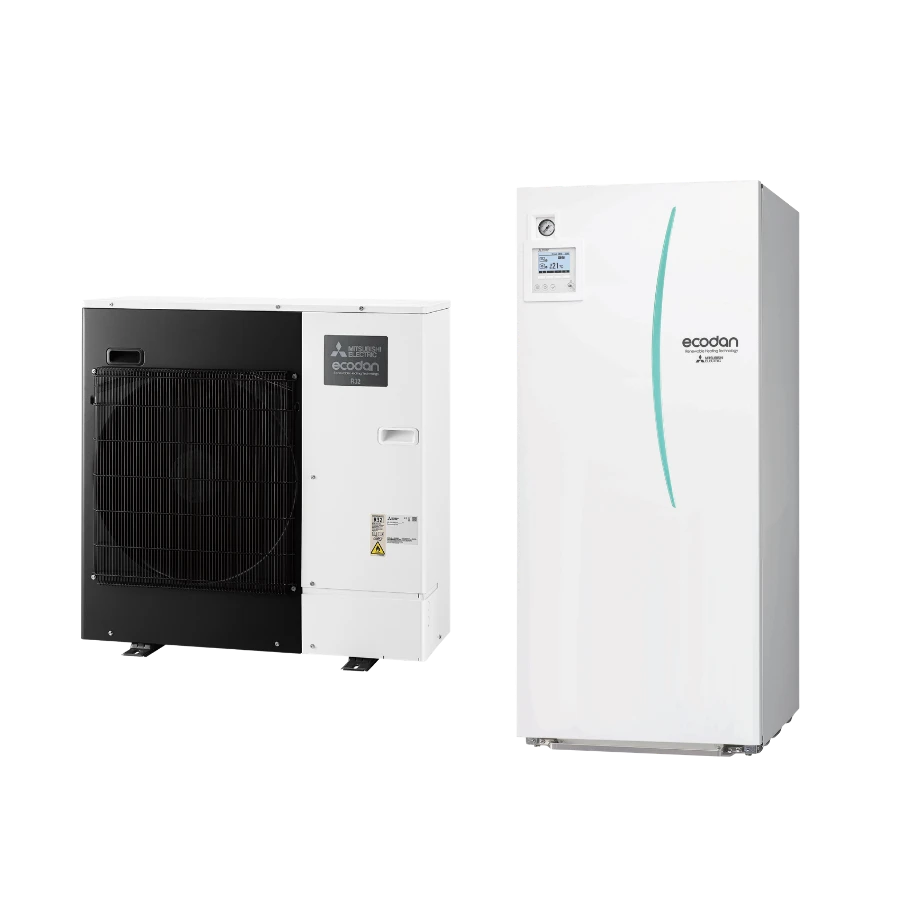 Ecodan power inverter silence 12 kW triphasée Duo ballon 200 L — PAC air-eau Mitsubishi ERST20D-YM9D + PUZ-SWM120YAA