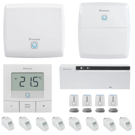 Pack thermostats connectés Daikin HomeControls — plancher chauffant 4 zones + 8 radiateurs PACK-DHC-BZ-4Z8R